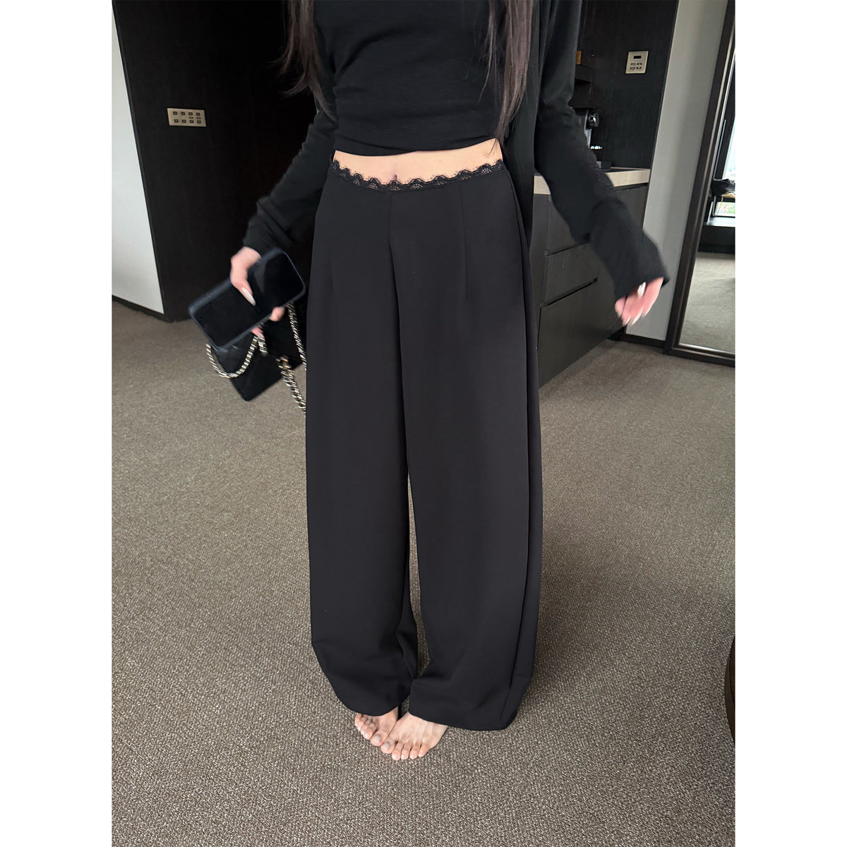 Women's Lace-Trim Relaxed Pants alternate view