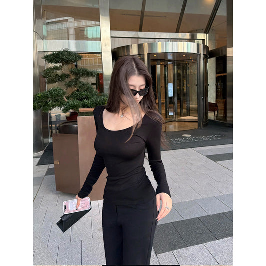 Women's Silk-Blend Lyocell Slim-Fit Long-Sleeve Top front view