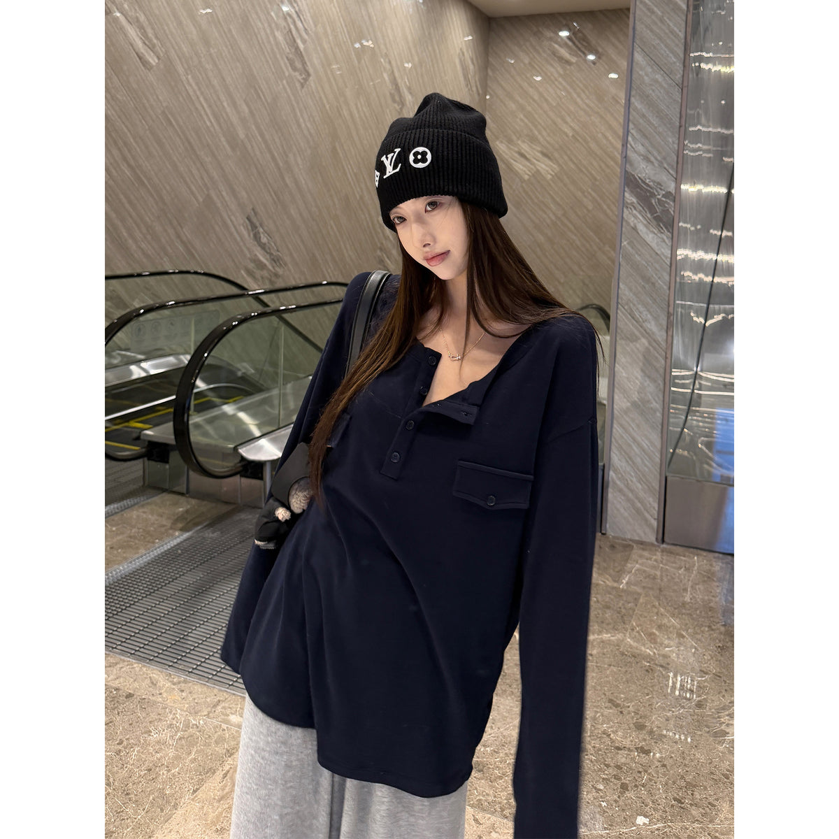 Women's Relaxed Long-Sleeve Top front view
