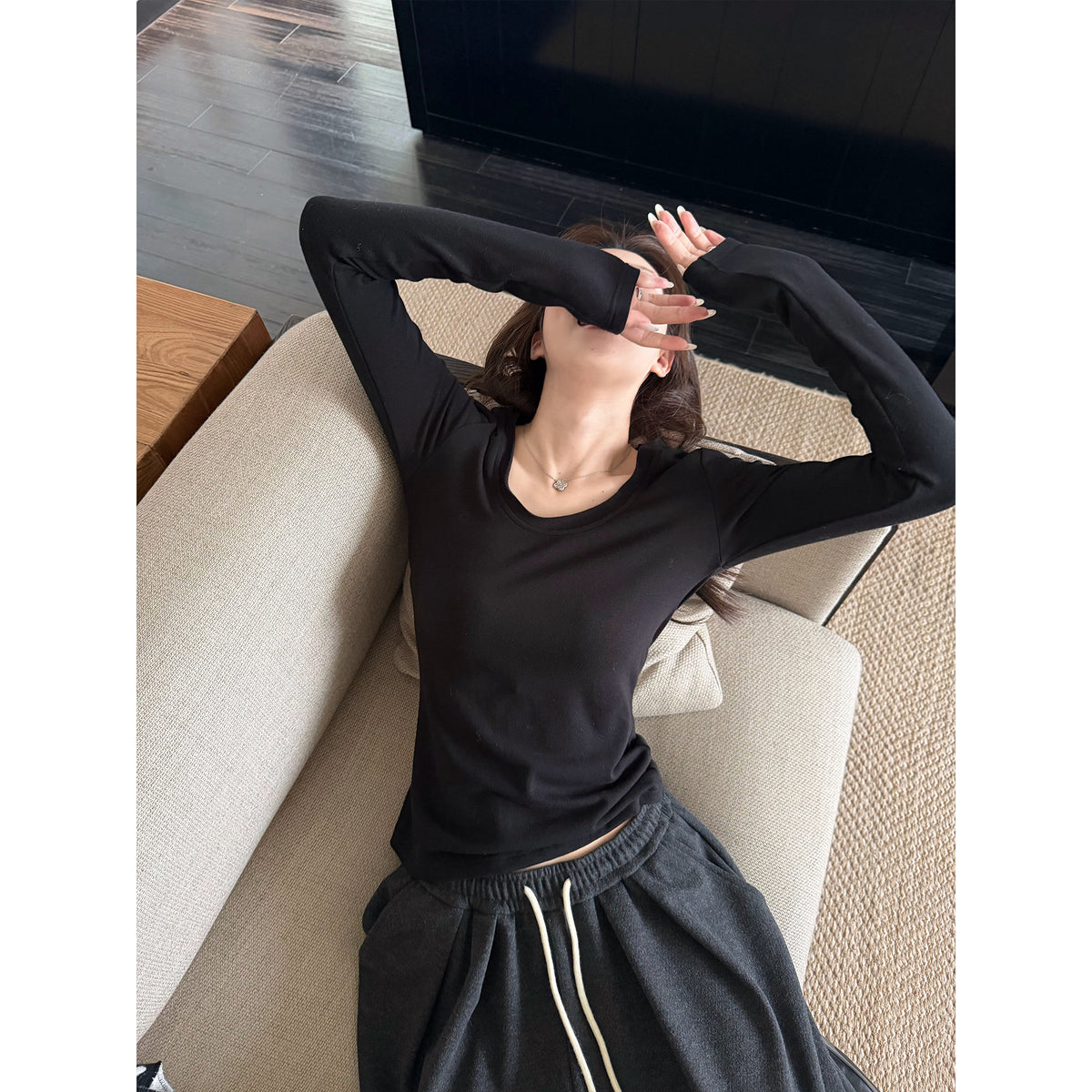 Women's Wool-Blend Long-Sleeve Top front view
