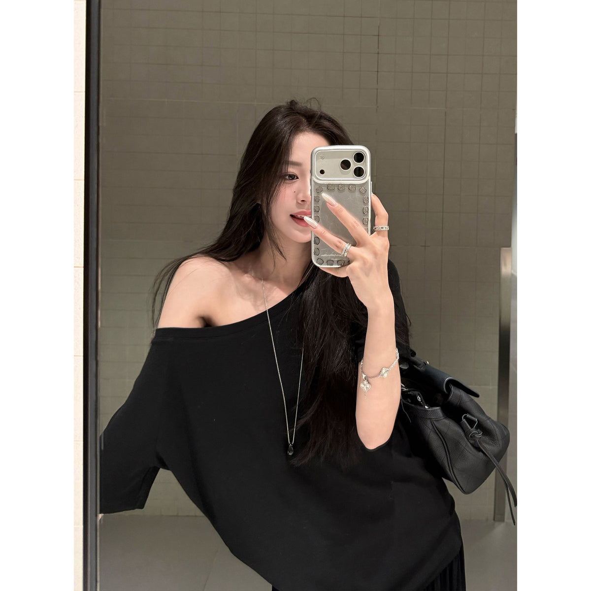Women's Relaxed Off-Shoulder T-Shirt front view