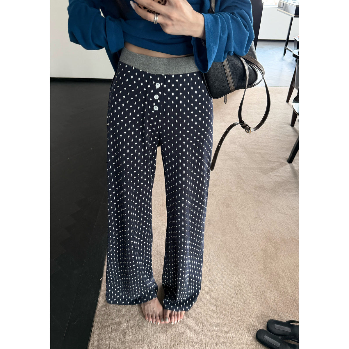 Women's Polka-Dot Graphic Pants front view