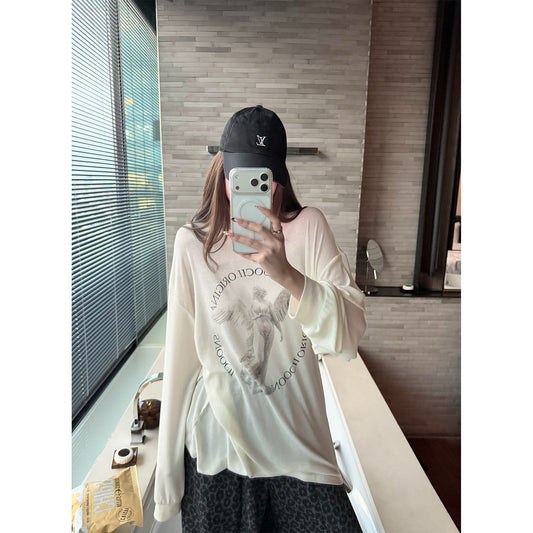 Women's Lyocell Wool-Blend Long-Sleeve Top front view
