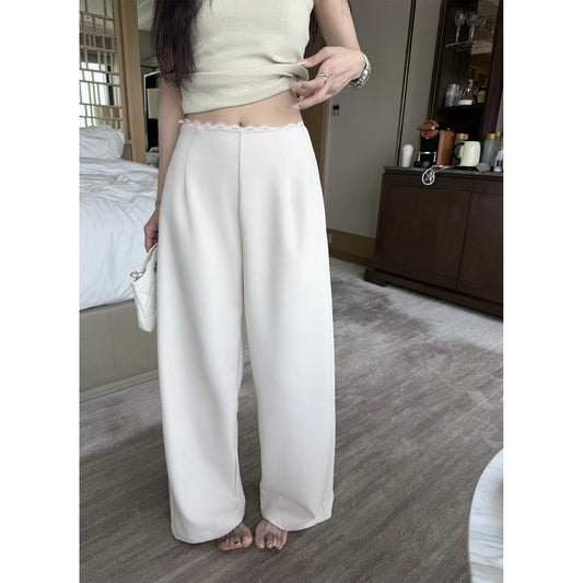 Women's Lace-Trim Relaxed Pants front view