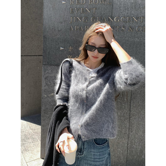 Women's Silk-Blend Wool-Blend Cashmere-Blend Cardigan front view