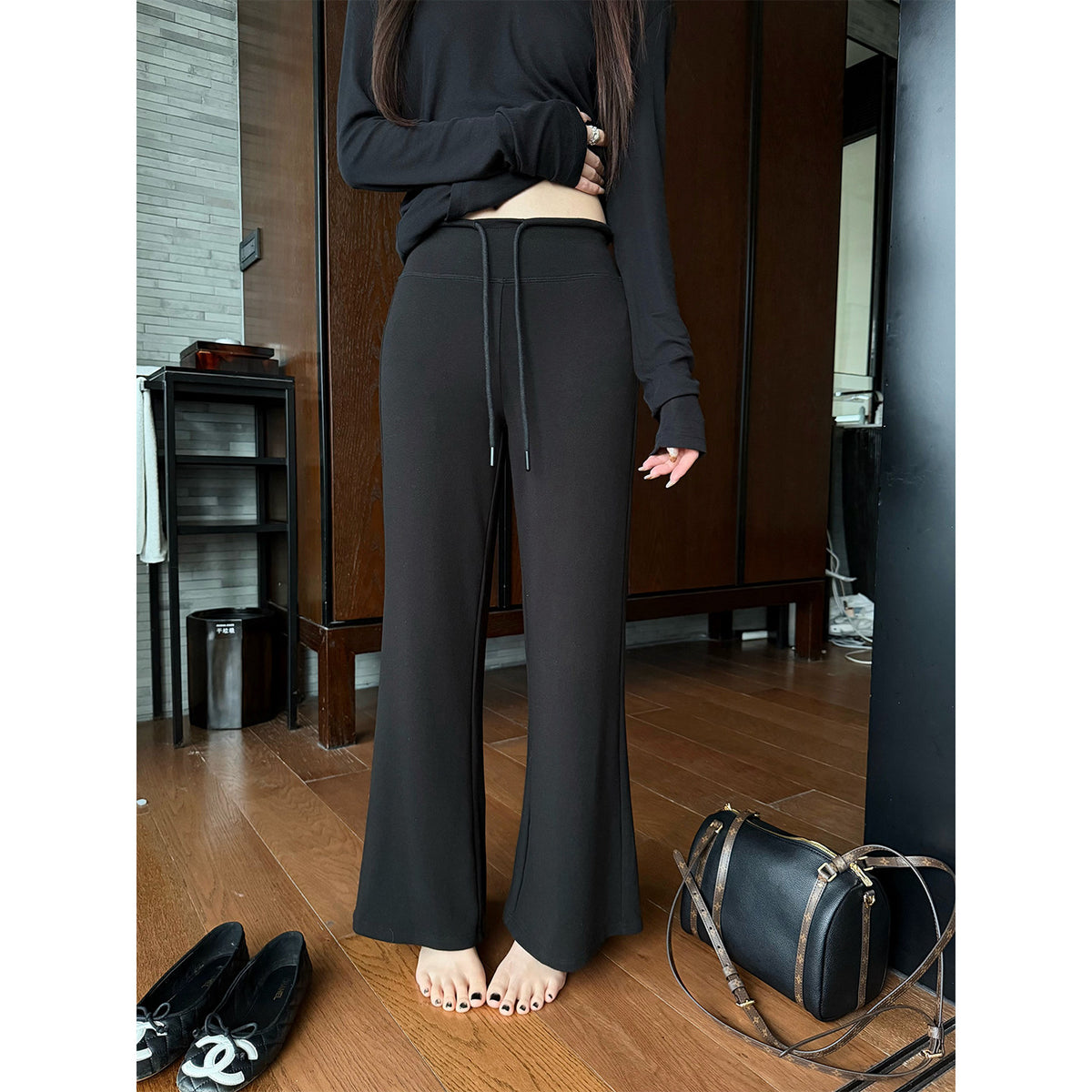 Women's Modal Mid-Rise Flared Yoga Pants main view