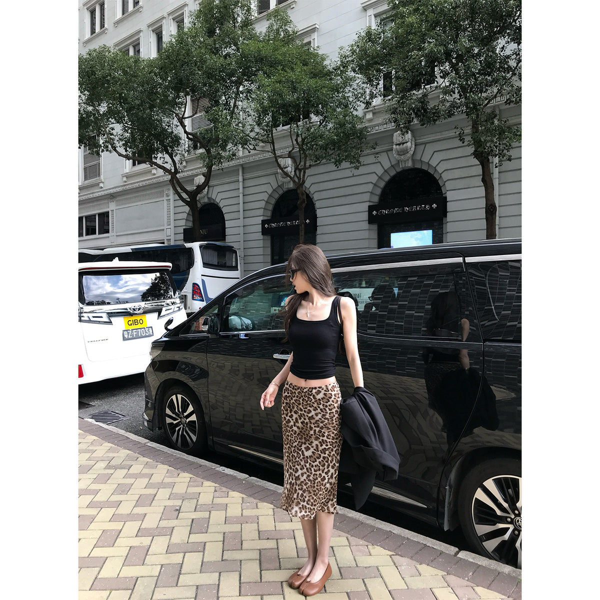 Women's Leopard-Print Skirt front view