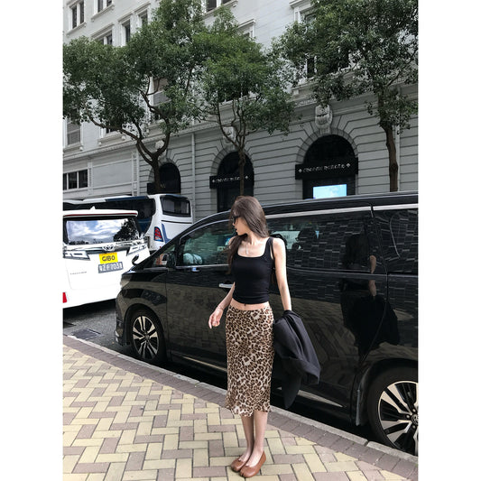 Women's Leopard-Print Skirt front view