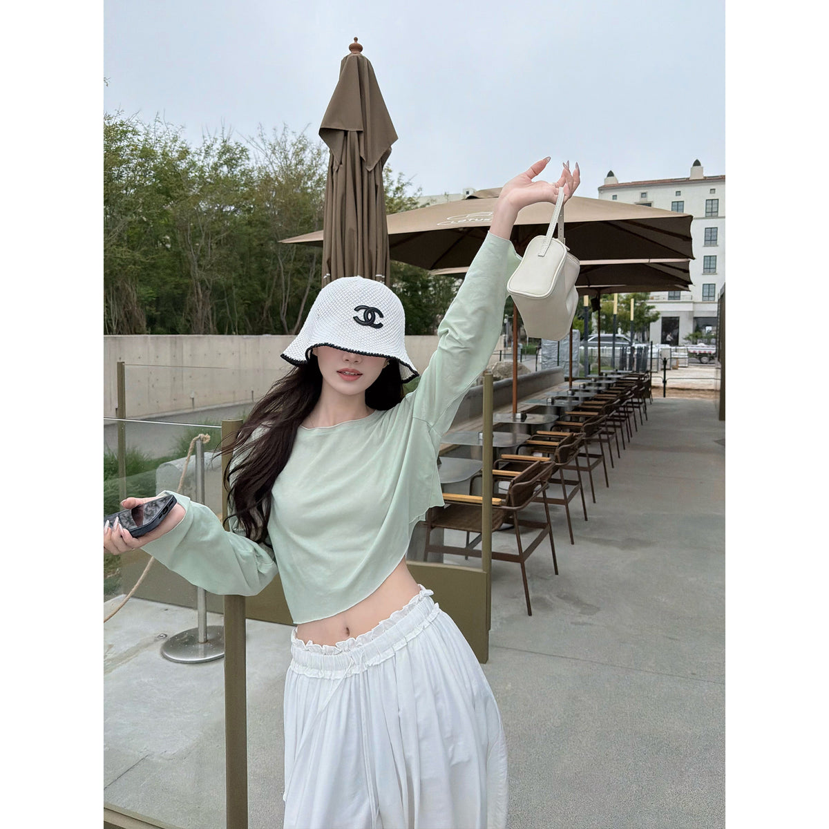 Women's Relaxed Crew-Neck Long-Sleeve Top front view