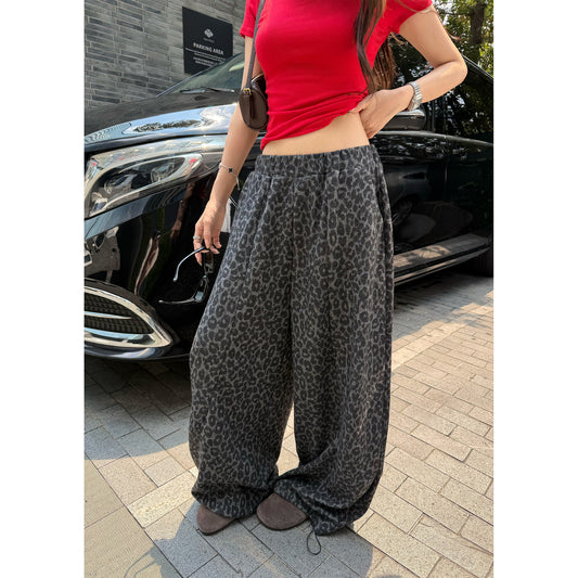 Women's Leopard-Print Wide-Leg Pants front view