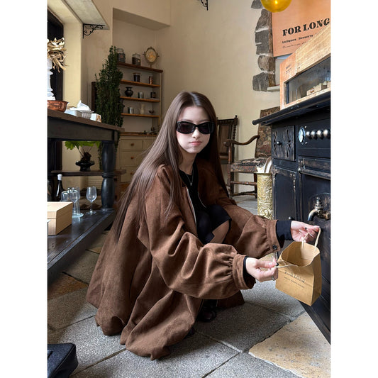 Women's Oversized Suede-Feel Balloon-Hem Jacket main view