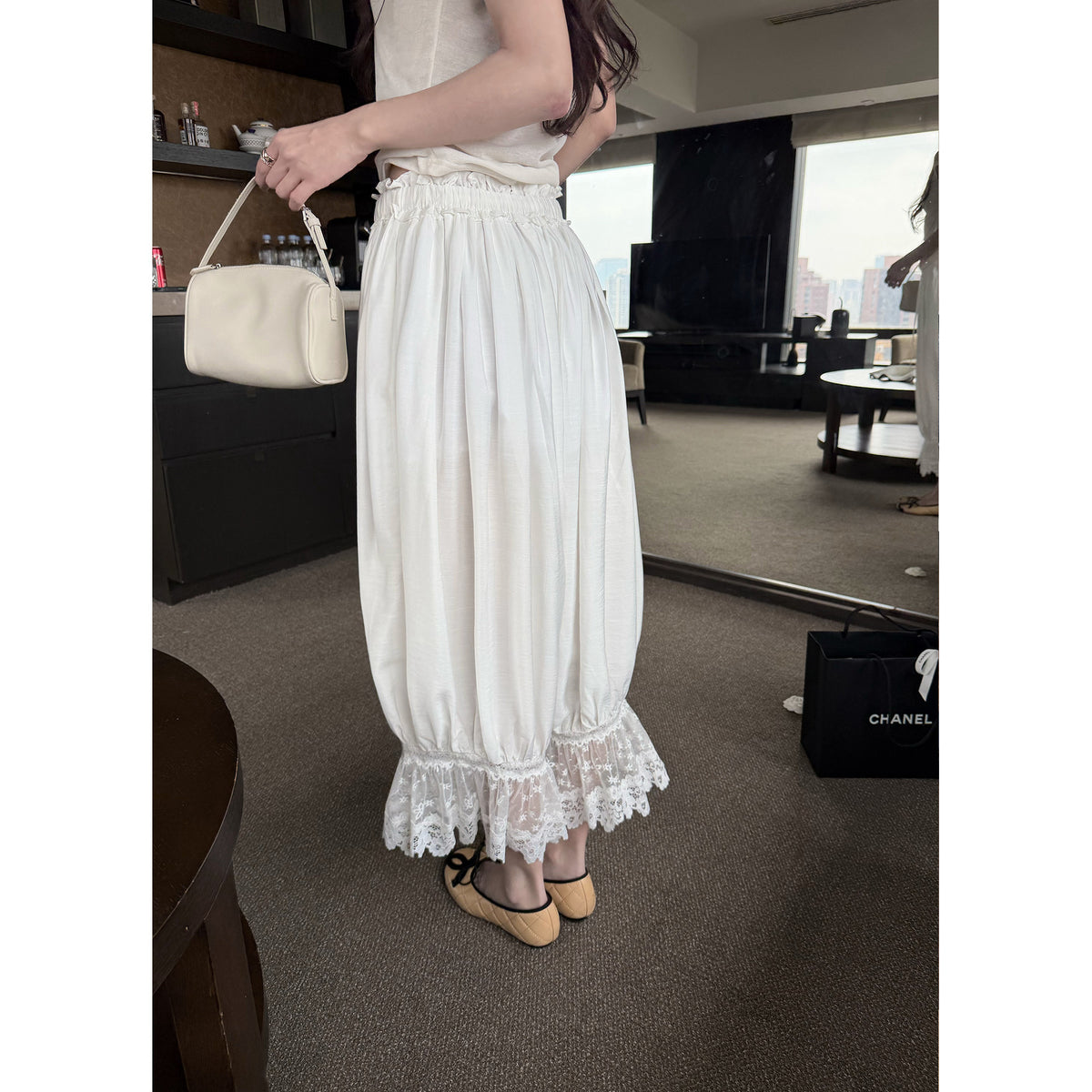 Women's Lace-Trim Pants front view