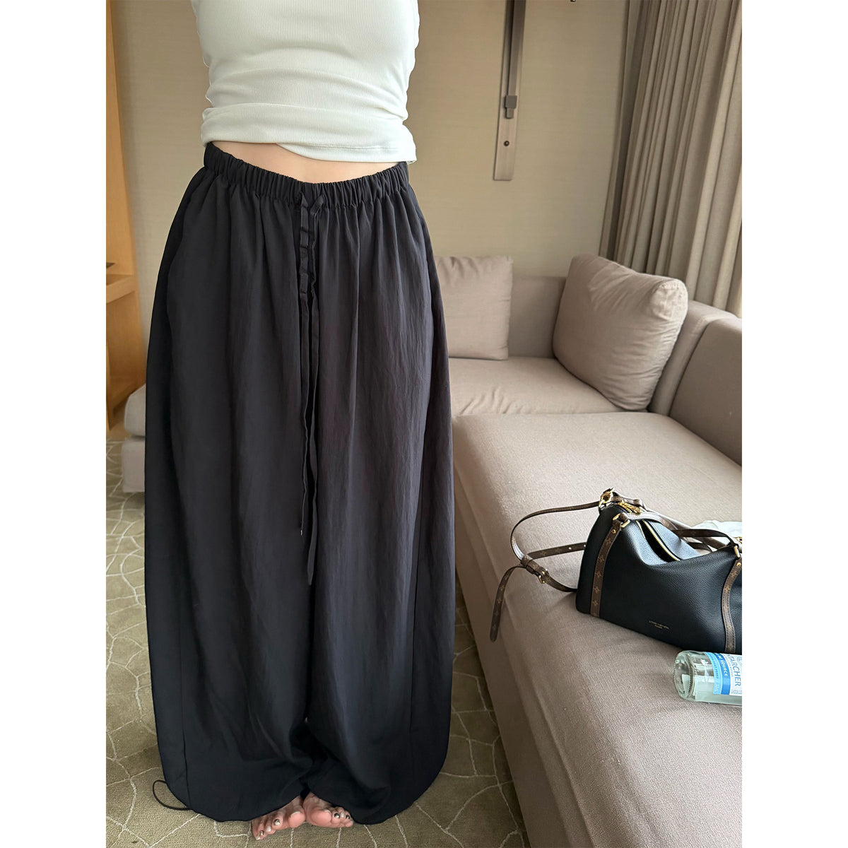 Women's Washed Wide-Leg Pants front view