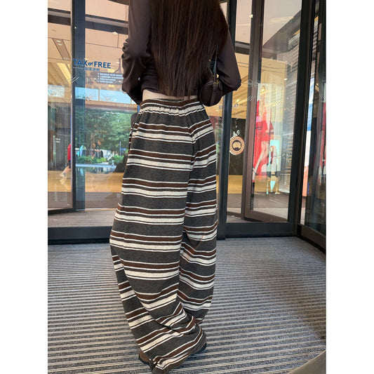 Women's Wool-Blend Striped Relaxed Pants front view