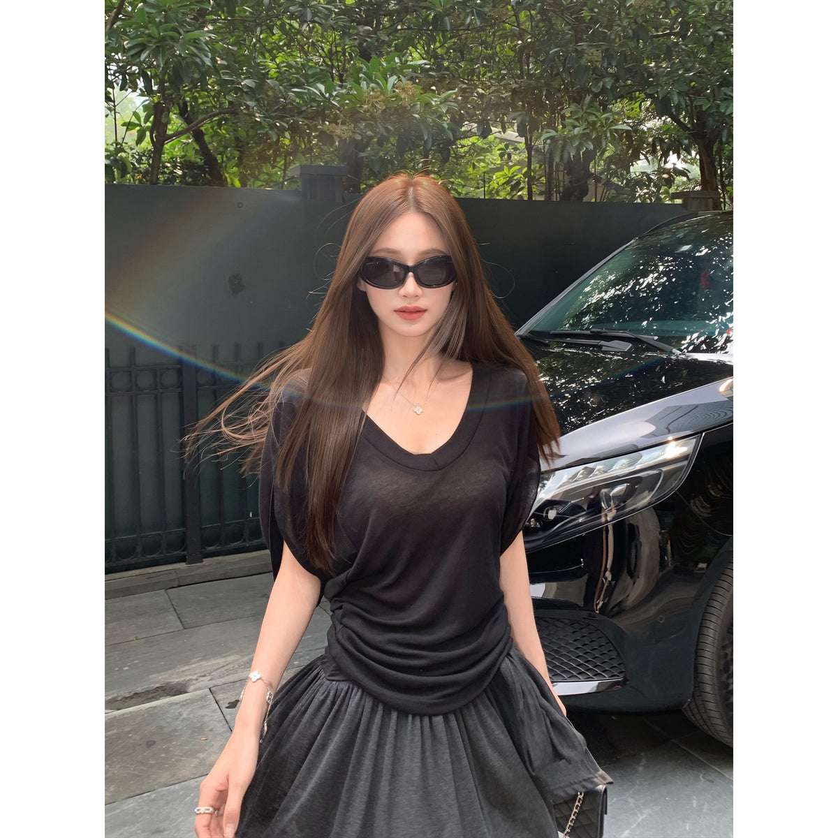 Women's Relaxed V-Neck T-Shirt front view