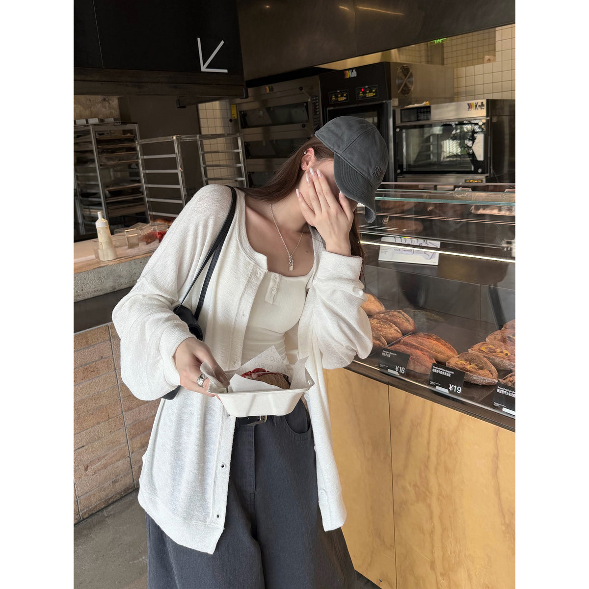 Women's Relaxed Crew-Neck Cardigan front view