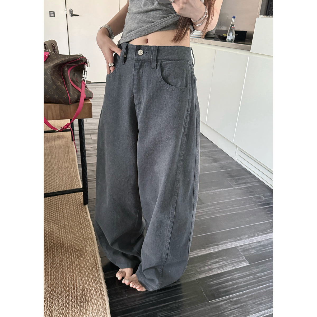 Women's Denim Wide-Leg Jeans front view