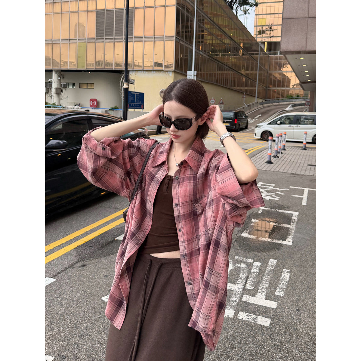 Women's Plaid Relaxed Shirt front view