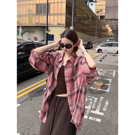 Women's Plaid Relaxed Shirt front view