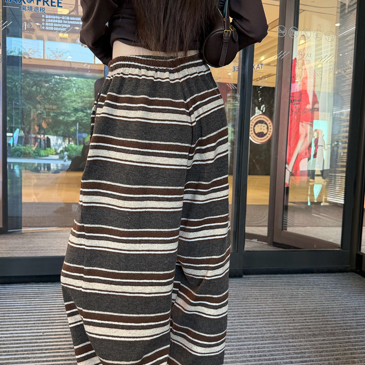 Women's Wool-Blend Striped Relaxed Pants detail view