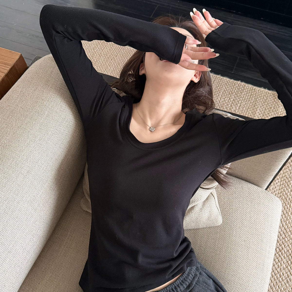 Women's Wool-Blend Long-Sleeve Top detail view