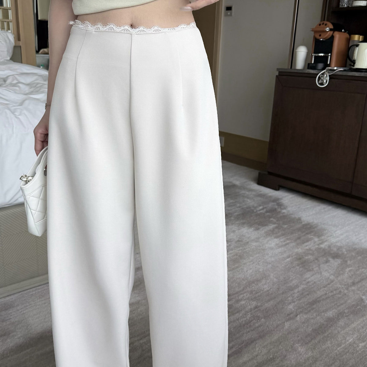Women's Lace-Trim Relaxed Pants detail view