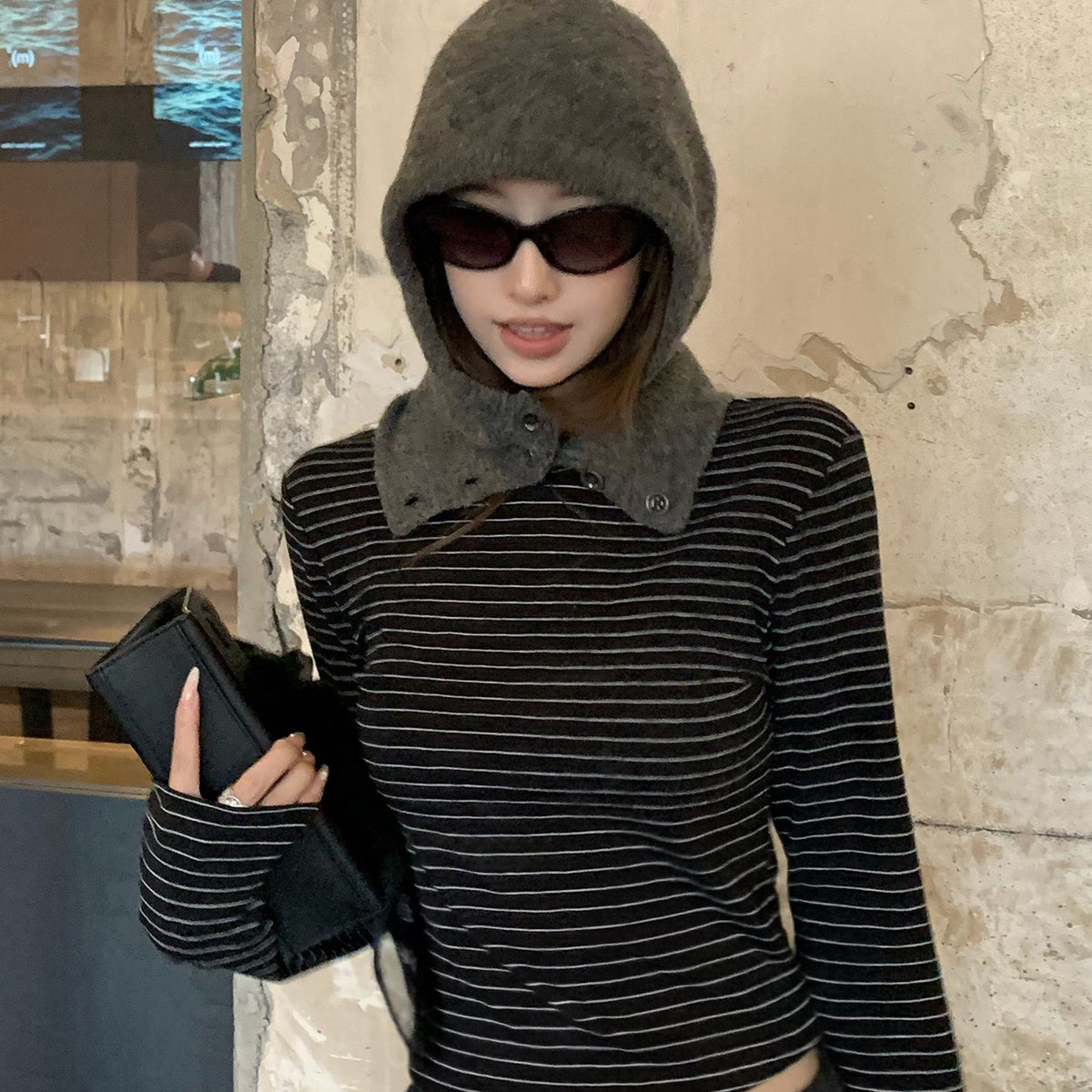 Women's Striped Slim-Fit Long-Sleeve Top detail view