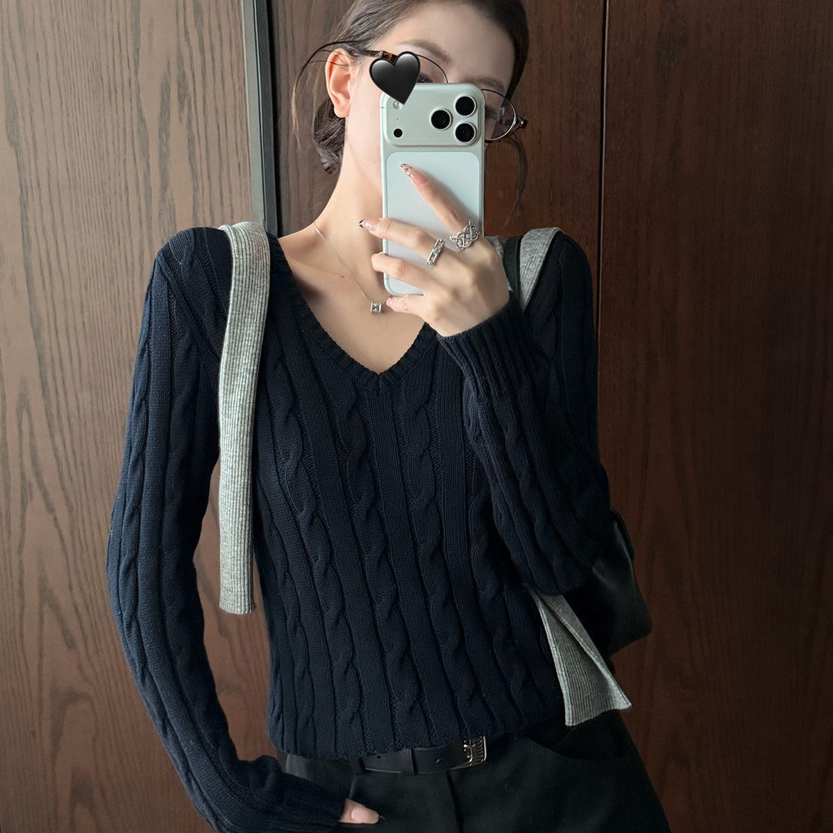 Women's V-Neck Sweater detail view