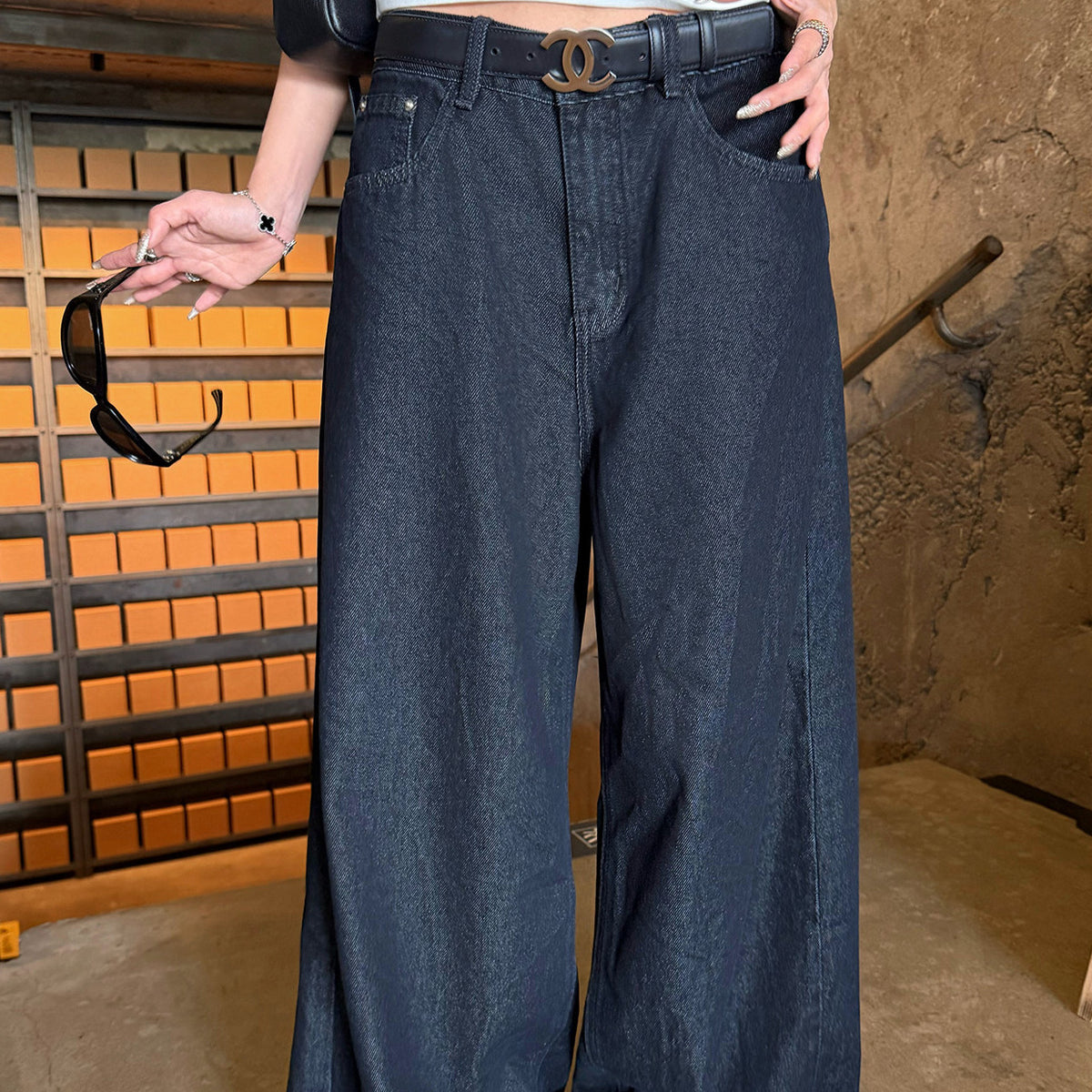 Women's Denim Wide-Leg Jeans detail view
