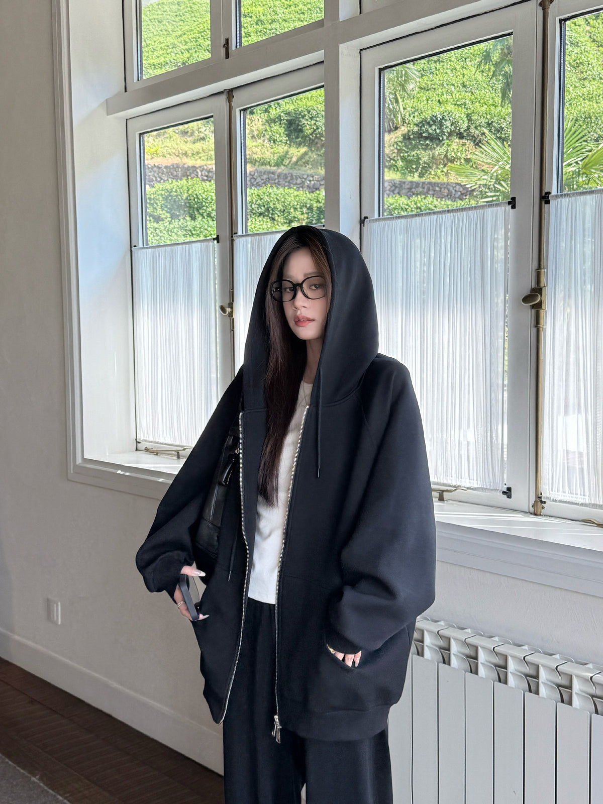 Women's Oversized Heavyweight Zip-Up Hoodie alternate view
