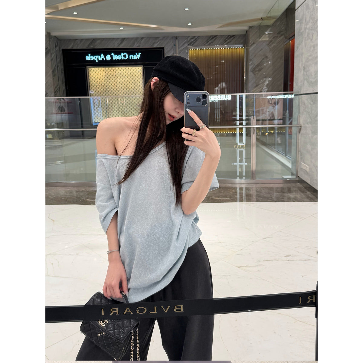 Women's Relaxed Off-Shoulder Crew-Neck T-Shirt alternate view