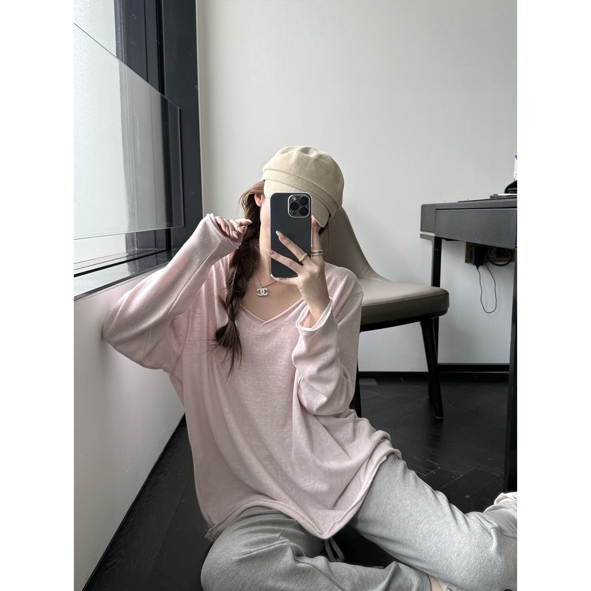 Women's Relaxed V-Neck Long-Sleeve Top alternate view