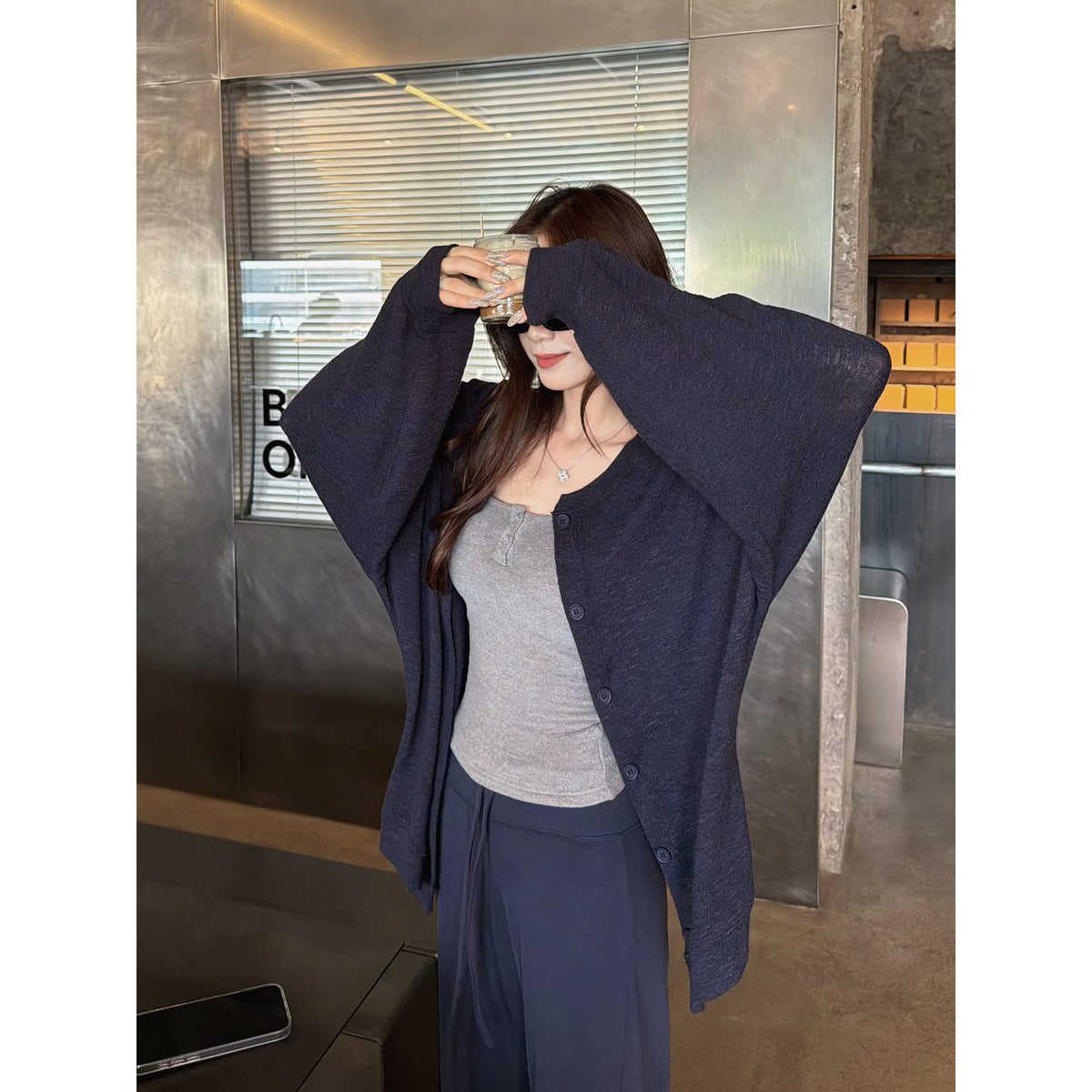 Women's Relaxed Crew-Neck Cardigan alternate view