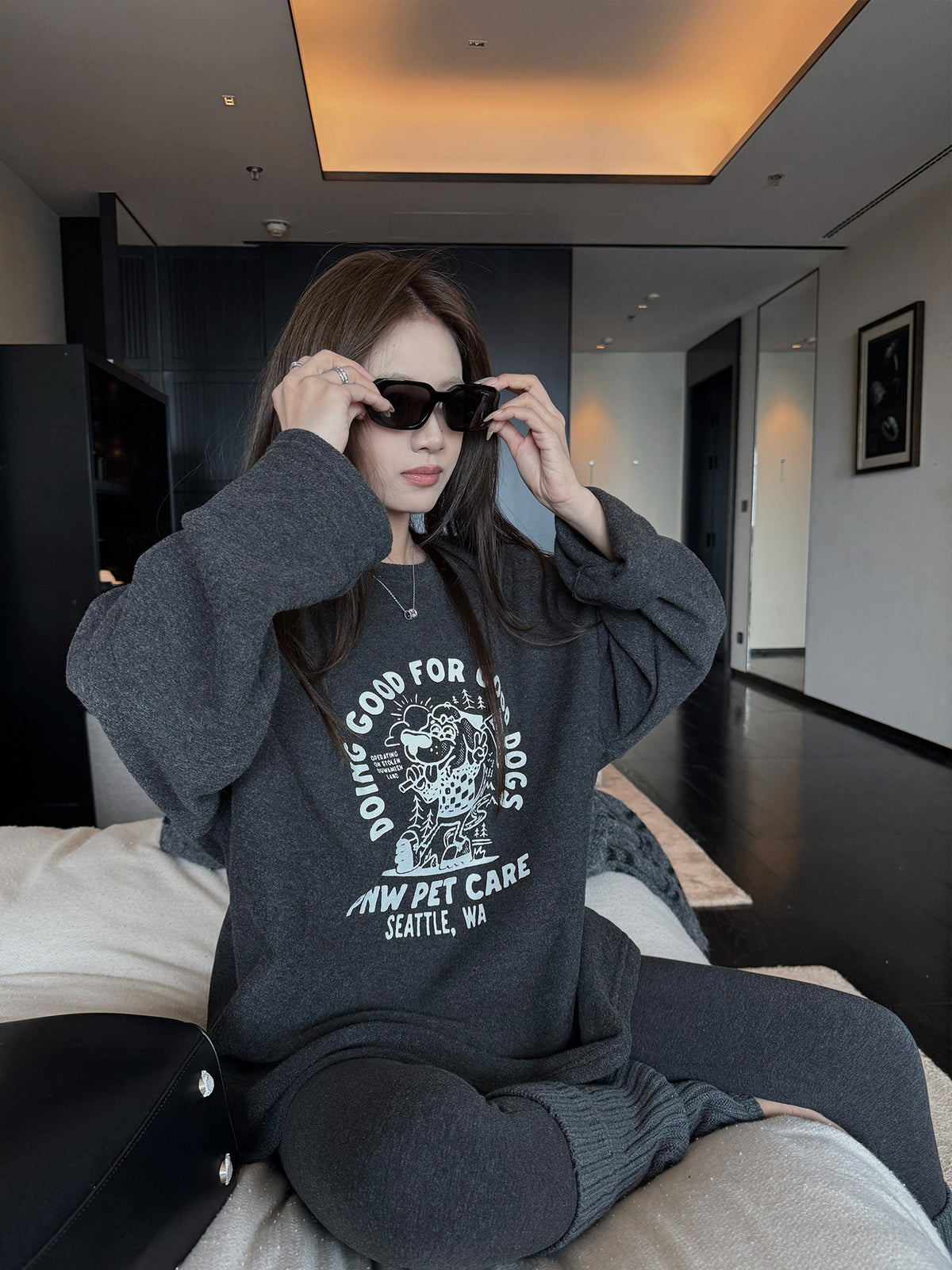 Women's Fleece-Lined Graphic Relaxed Hoodie alternate view