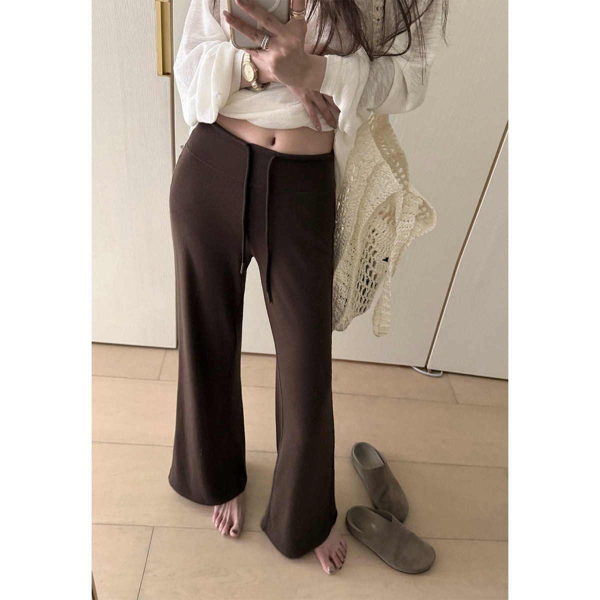Women's Modal Mid-Rise Flared Yoga Pants alternate view