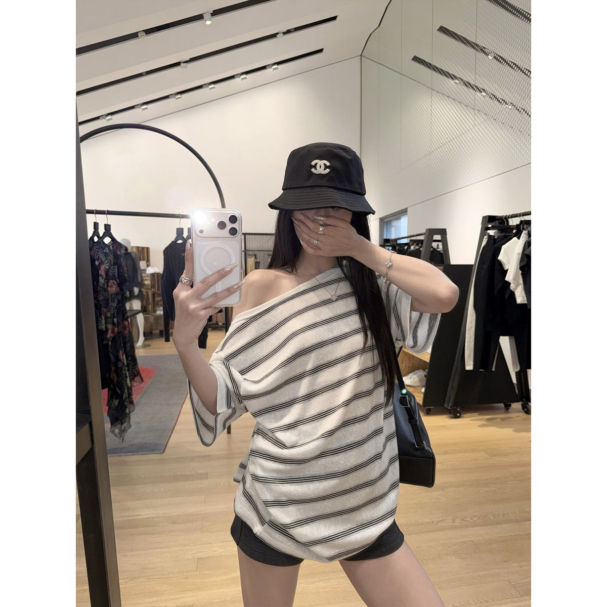 Women's Lyocell Striped Relaxed T-Shirt alternate view