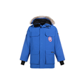Canada Goose Expedition Red Label Unisex Mid-Length White Duck Down Parka with Coyote Fur Trim – Blue