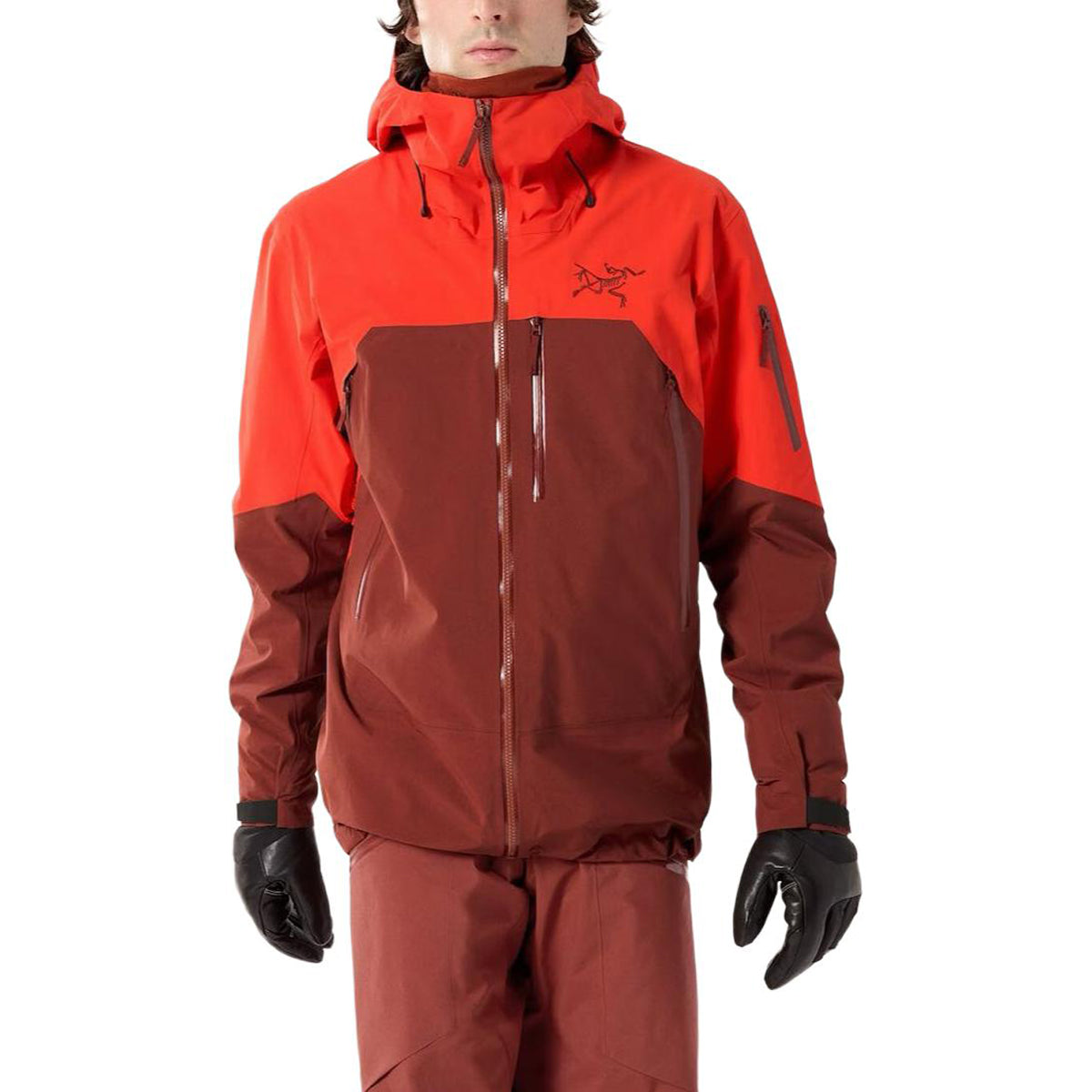 Arc'teryx Rush Men's Colorblock Hooded Ski Jacket – Sunrise Orange & Redwood Brown