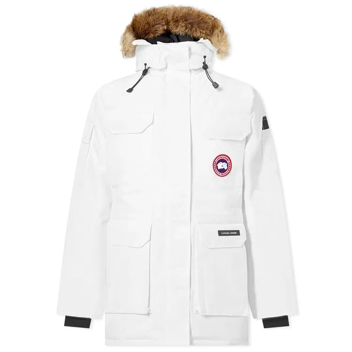 Canada Goose Expedition Women's Hooded Down Parka with Coyote Fur Trim – White