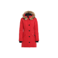 Canada Goose Rossclair Women's Mid-Length White Duck Down Hooded Parka – Red