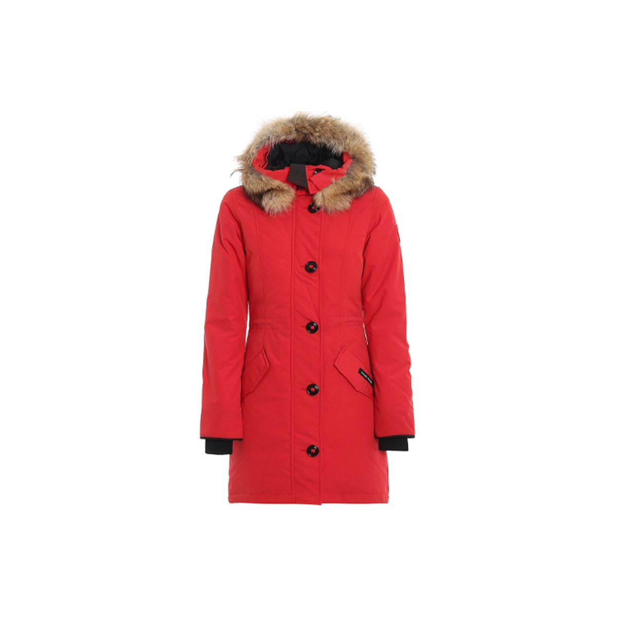Canada Goose Rossclair Women's Mid-Length White Duck Down Hooded Parka – Red