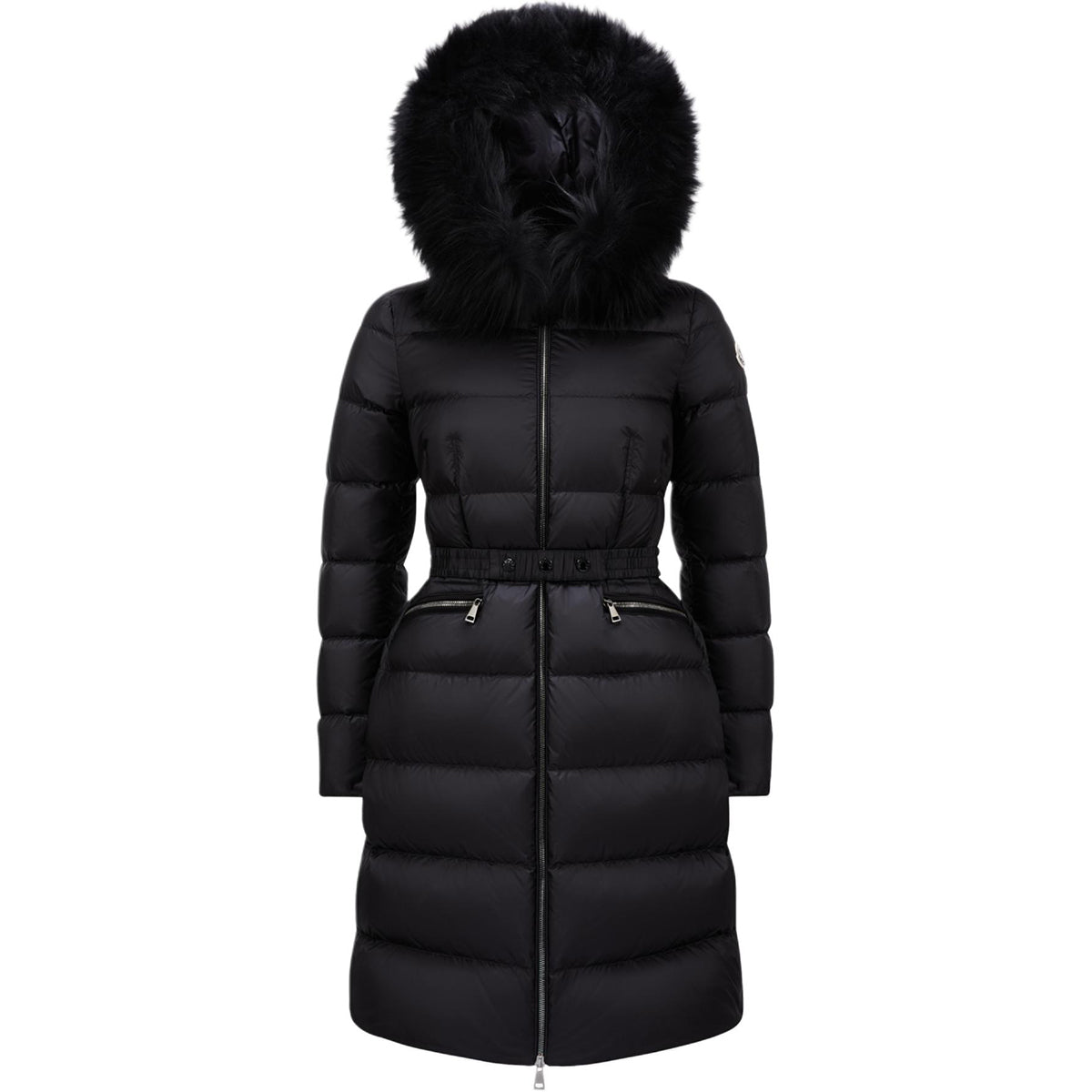 Moncler Boedic Women's Long Hooded Goose Down Puffer Coat – Black