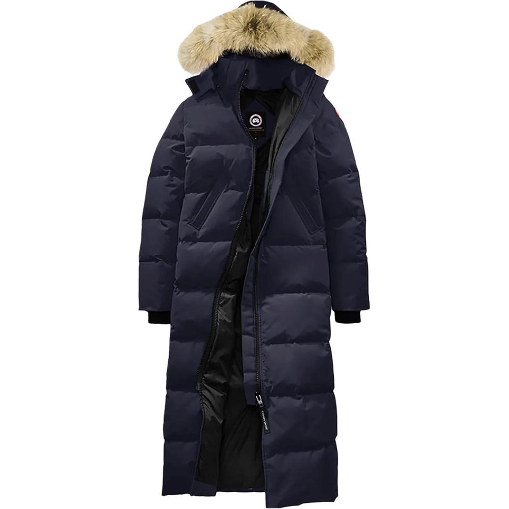 Canada Goose Mystique Women's Slim-Fit Long Duck Down Parka with Detachable Hood – Navy Blue