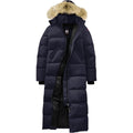 Canada Goose Mystique Women's Slim-Fit Long Duck Down Parka with Detachable Hood – Navy Blue