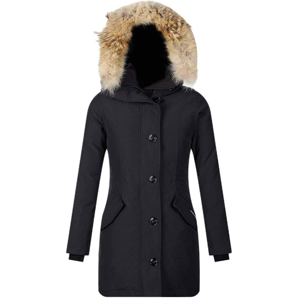 Canada Goose Rossclair Red Label Women's Mid-Length White Duck Down Hooded Parka – Dark Navy