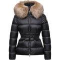 Moncler Boed Women's Hooded Cropped Goose Down Puffer Jacket with Fox Fur Trim – Black