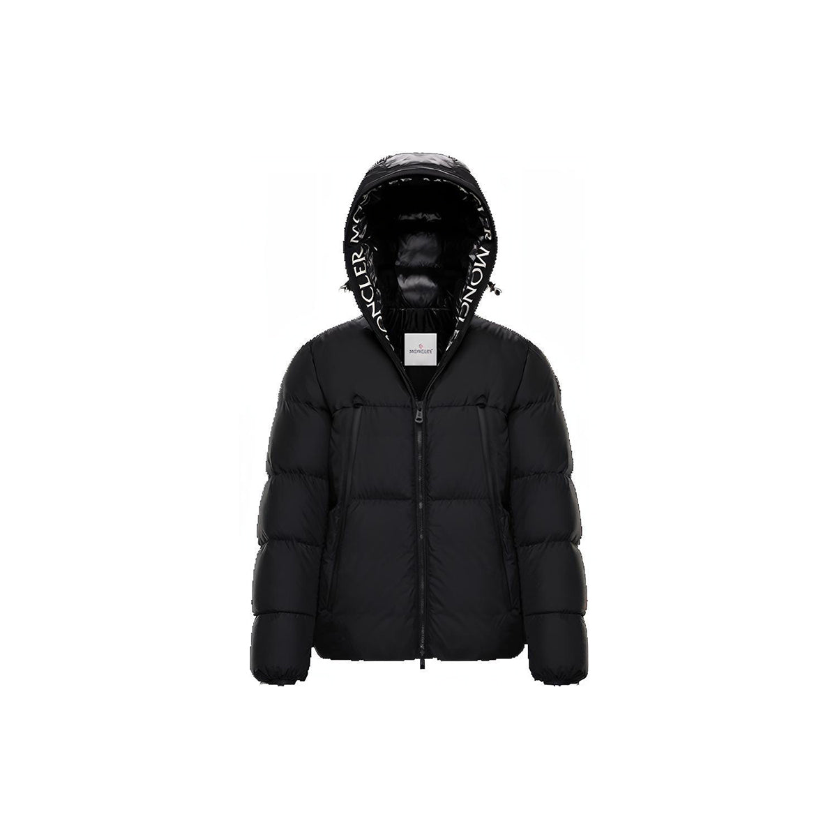 Moncler Montcla Unisex Hooded Goose Down Puffer Jacket with Logo Trim – Black