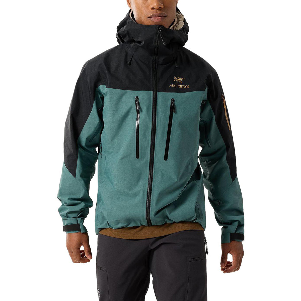 Arc'teryx Alpha SV Gen 7 Men's GORE-TEX Pro Hooded Shell Jacket – Dark Magic (Black & Green / Gold Logo)