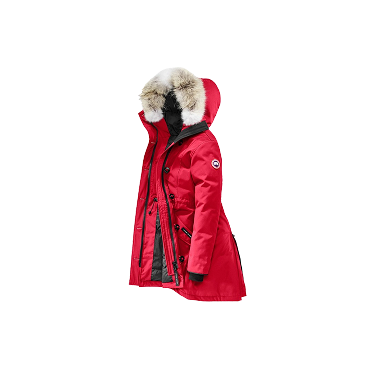 Canada Goose Rossclair Women's Mid-Length White Duck Down Hooded Parka – Red
