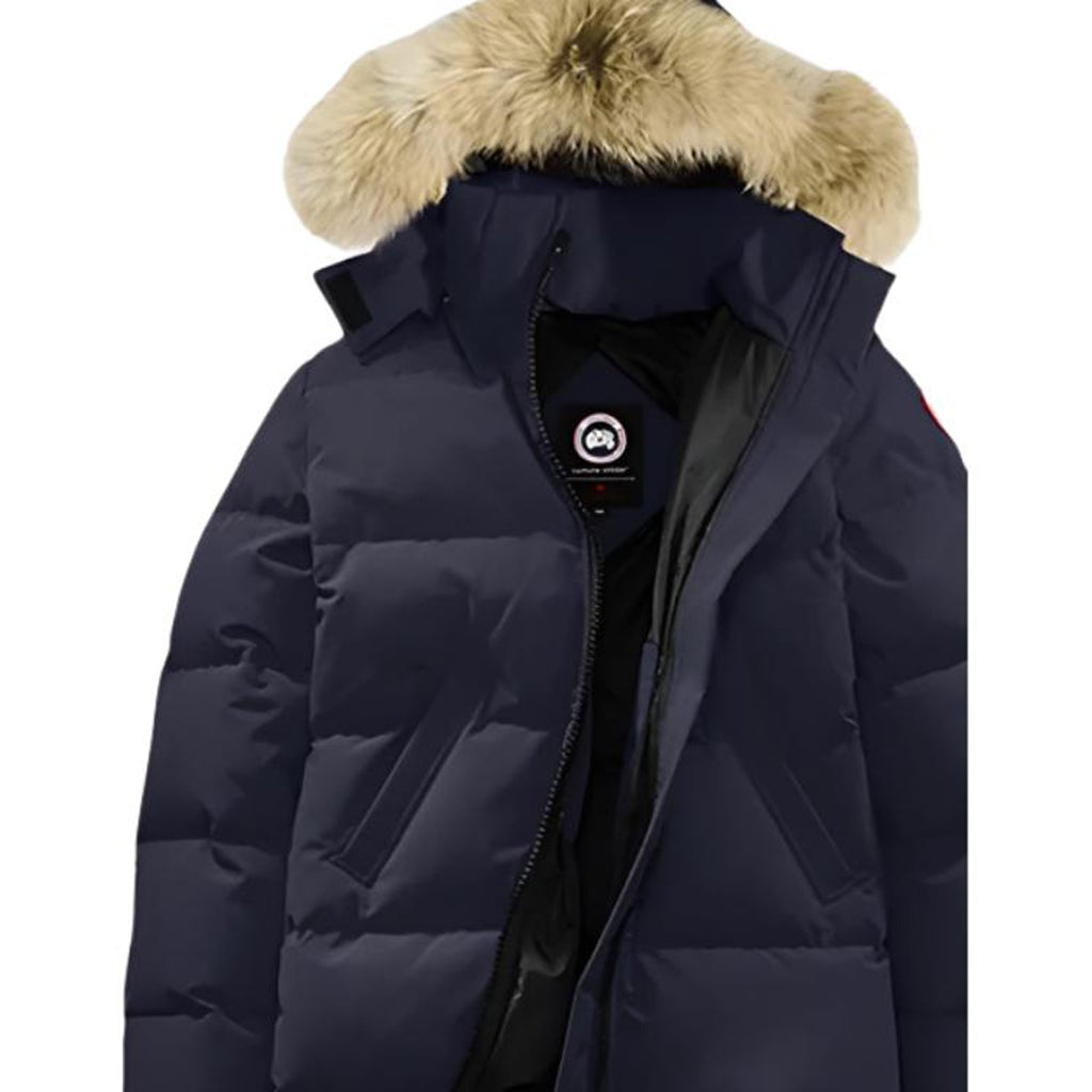 Canada Goose Mystique Women's Slim-Fit Long Duck Down Parka with Detachable Hood – Navy Blue